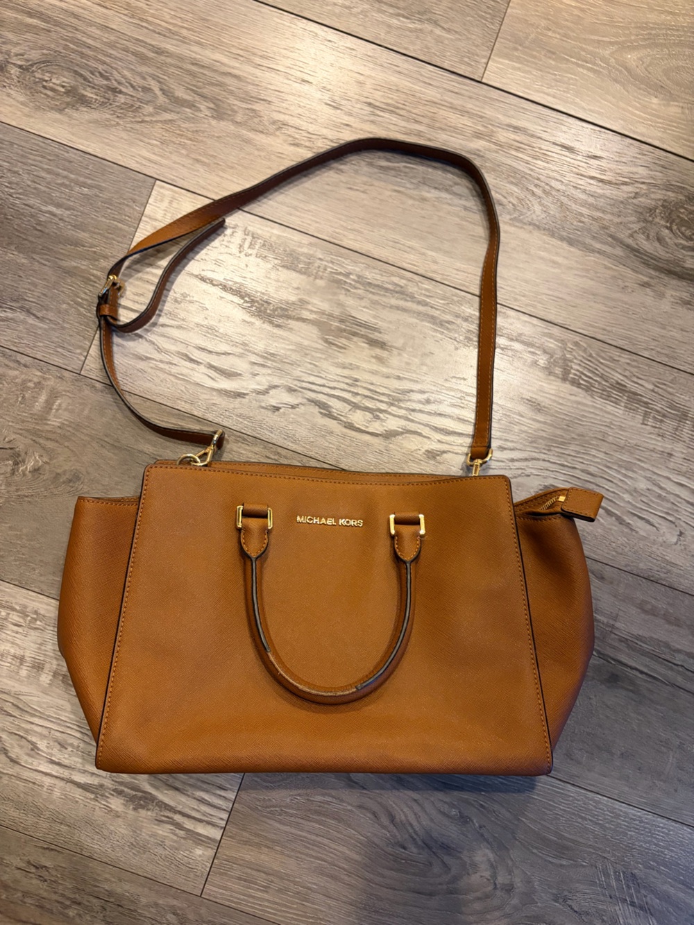 Michael Kors Cognac Saffiano Leather Tote with Shoulder Strap